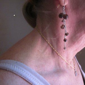 Smokey Quartz translucent balls hook earrings